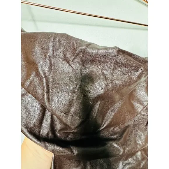 A.L.C. Brown Faux Leather Sleeveless Strapless Ruched Side Cutout Andie Dress 8 - Picture 16 of 16